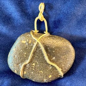 Brass and stone pendant